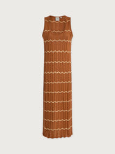 Load image into Gallery viewer, VARLEY YUNA SCALLOP KNIT DRESS - CARAMEL CLAY/ANISE FLOWER