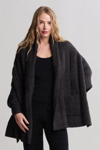 Load image into Gallery viewer, BAREFOOT DREAMS COZYCHIC COTTON TONAL PLAID BLANKET WRAP - CARBON