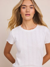Load image into Gallery viewer, NZ BY NIC+ZOE POINTELLE RIB GEORGIA TEE - PAPER WHITE