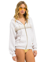Load image into Gallery viewer, AVIATOR NATION 5 STRIPE RELAXED ZIP HOODIE - DOVE GREY // WHITE // GREY