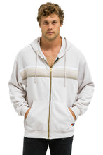 Load image into Gallery viewer, AVIATOR NATION 5 STRIPE RELAXED ZIP HOODIE - DOVE GREY // WHITE // GREY