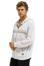 Load image into Gallery viewer, AVIATOR NATION 5 STRIPE RELAXED ZIP HOODIE - DOVE GREY // WHITE // GREY