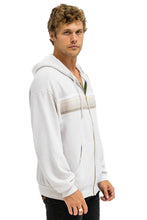 Load image into Gallery viewer, AVIATOR NATION 5 STRIPE RELAXED ZIP HOODIE - DOVE GREY // WHITE // GREY