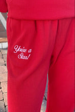 Load image into Gallery viewer, THE MAYFAIR GROUP YOU ARE A STAR WAFFLE WIDE LEG SWEATPANTS - RED