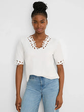 Load image into Gallery viewer, NIC+ZOE ROCOCO EDGE TOP - PAPER WHITE