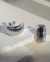 Load image into Gallery viewer, LUV AJ REMY RIDGED HOOPS - SILVER