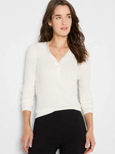 Load image into Gallery viewer, NIC+ZOE TRIMMED PERFECT KNIT RIB V-NECK TOP - CLASSIC CREAM