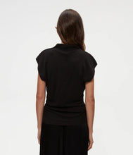 Load image into Gallery viewer, MICHAEL STARS REESE SHINE POWER SHOULDER TOP - BLACK
