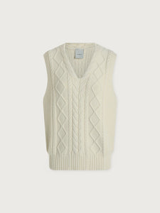 VARLEY KAY CABLE KNIT VEST - SNOW WHITE