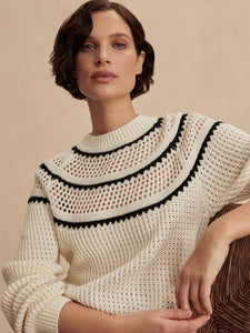 VARLEY PADBURY POINTELLE KNIT SWEATER - EGRET