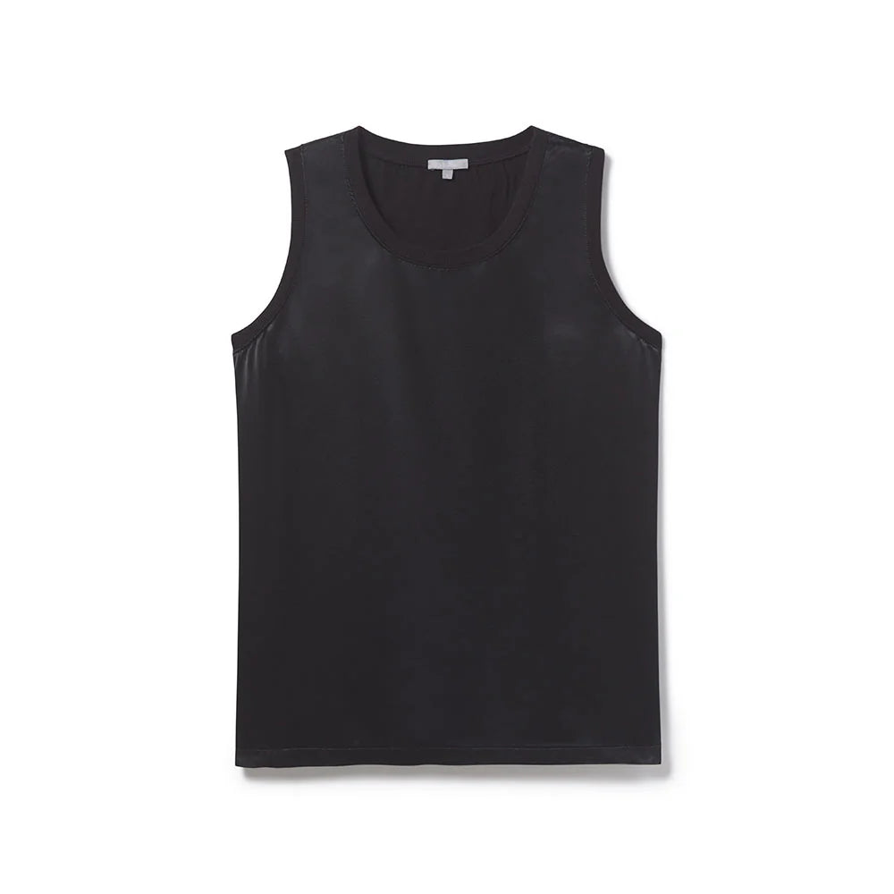 PJ HARLOW ALEXA SATIN CREW-NECK TANK - BLACK