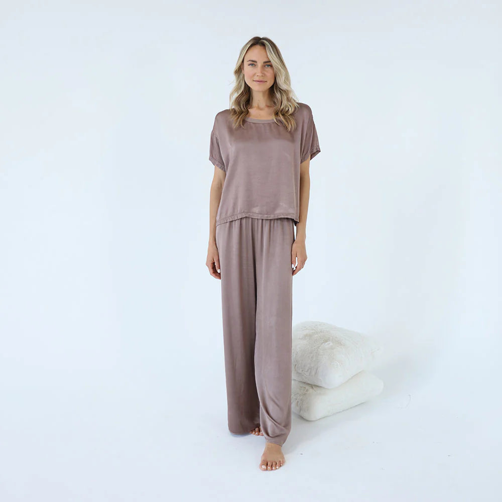 PJ HARLOW KIT SATIN TEE - COPPER