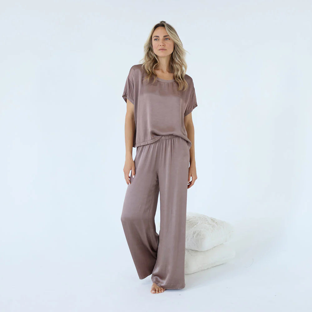 PJ HARLOW MO-SATIN PALAZZO PANT - COPPER