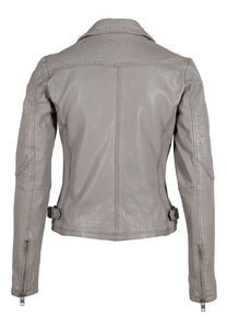 MAURITIUS ALEEZA RF LEATHER JACKET - LIGHT GREY