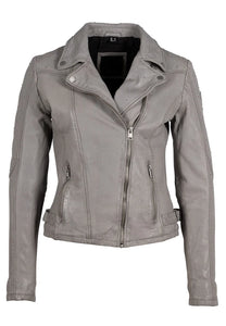 MAURITIUS ALEEZA RF LEATHER JACKET - LIGHT GREY