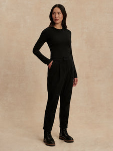 VARLEY EDNA LONG SLEEVE FITTED TEE - BLACK