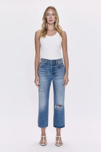 PISTOLA CASSIE CROP HIGH RISE STRAIGHT CROP JEAN - HONOR DISTRESSED