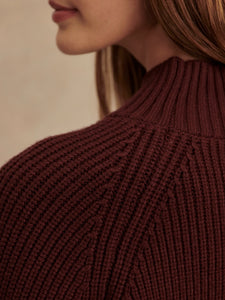 VARLEY MARTINA HIGH-NECK RIB KNIT - DECADENT CHOCOLATE