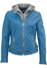 Load image into Gallery viewer, MAURITIUS FINJA RF LEATHER JACKET - BLUE LAGOON
