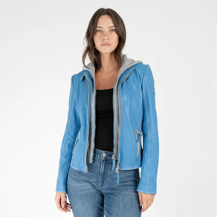 MAURITIUS FINJA RF LEATHER JACKET - BLUE LAGOON