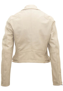 MAURITIUS BITA RF LEATHER JACKET - OFF WHITE