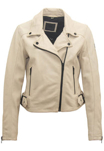 MAURITIUS BITA RF LEATHER JACKET - OFF WHITE