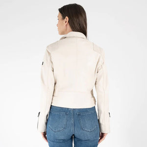 MAURITIUS BITA RF LEATHER JACKET - OFF WHITE