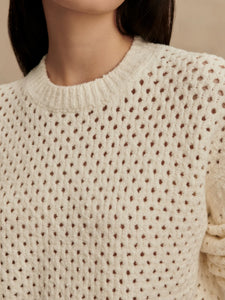 VARLEY GRADY BOUCLE KNIT SWEATER - COCONUT MILK