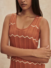 Load image into Gallery viewer, VARLEY YUNA SCALLOP KNIT DRESS - CARAMEL CLAY/ANISE FLOWER
