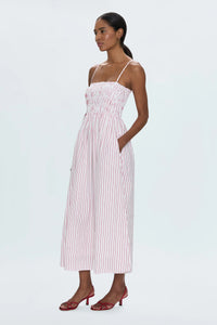 PISTOLA BIANCA SHIRRED BODICE DRESS - RUBY STRIPE