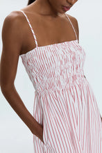 Load image into Gallery viewer, PISTOLA BIANCA SHIRRED BODICE DRESS - RUBY STRIPE
