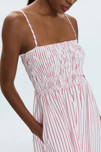 PISTOLA BIANCA SHIRRED BODICE DRESS - RUBY STRIPE