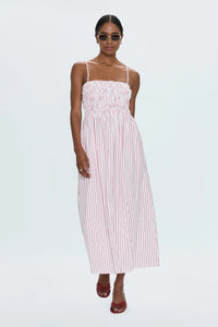 PISTOLA BIANCA SHIRRED BODICE DRESS - RUBY STRIPE