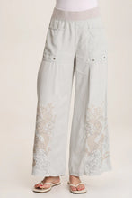 Load image into Gallery viewer, XCVI PHEDORA TWILL EMBROIDERED WIDE LEG PANT - GREY MARBLE
