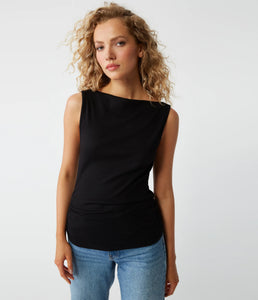 MICHAEL STARS COCO RUCHED TANK - BLACK