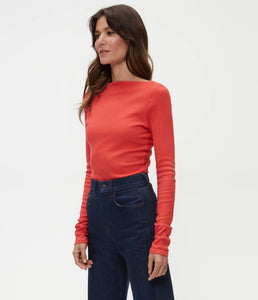 MICHAEL STARS CLARKE RUCHED TEE - CHERRY