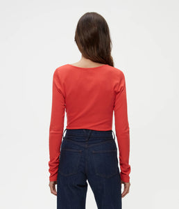 MICHAEL STARS CLARKE RUCHED TEE - CHERRY