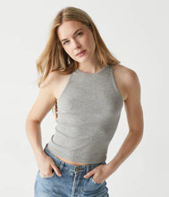 Load image into Gallery viewer, MICHAEL STARS PINA RIBBED HALTER TANK - HEATHER GREY
