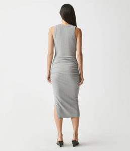 MICHAEL STARS WREN RIBBED MIDI DRESS - HEATHER GREY