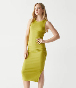 MICHAEL STARS WREN RIBBED MIDI DRESS - SNOW PEA