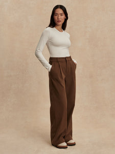 VARLEY EDNA LONG SLEEVE FITTED TEE - WHITE