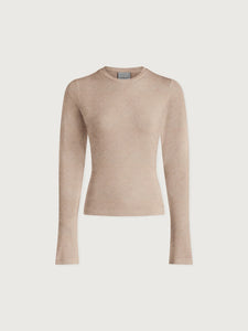 VARLEY EDNA LONG SLEEVE FITTED TEE - TAUPE MARL