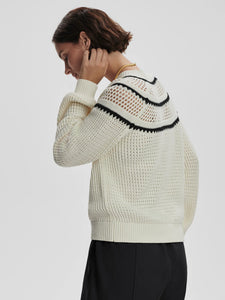 VARLEY PADBURY POINTELLE KNIT SWEATER - EGRET