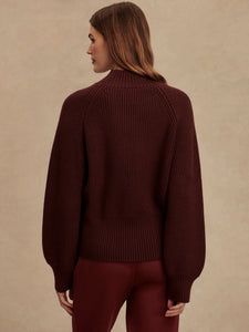 VARLEY MARTINA HIGH-NECK RIB KNIT - DECADENT CHOCOLATE
