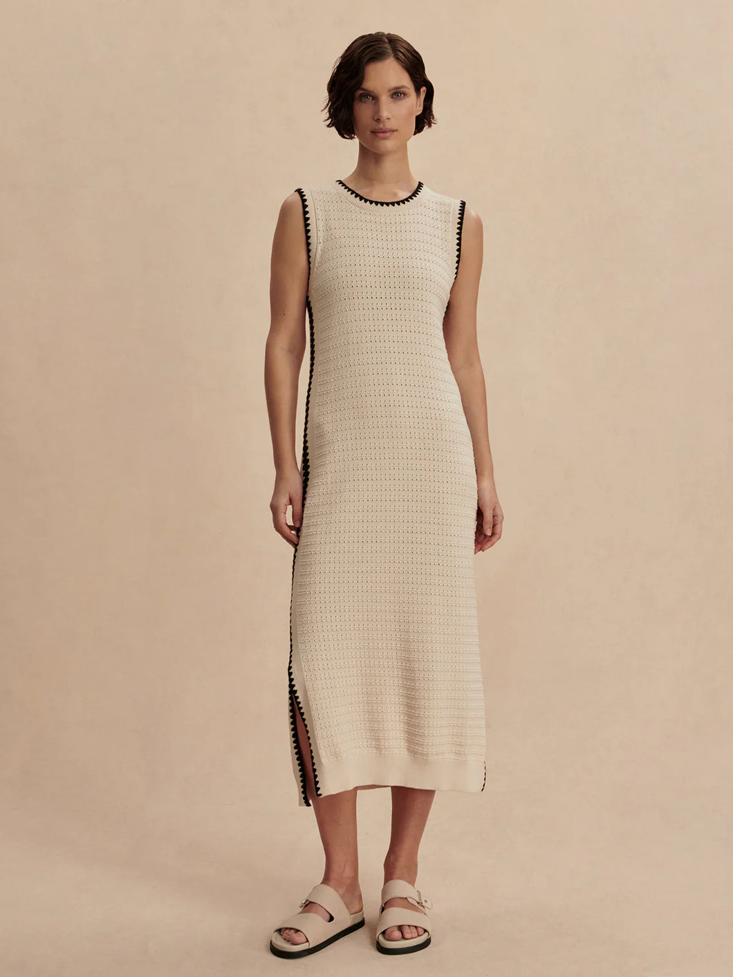 VARLEY DWIGHT TANK KNIT MIDI DRESS - BIRCH