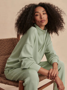 VARLEY HAWLEY HALF-ZIP SWEAT - SNOW SAGE