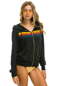 AVIATOR NATION 5 STRIPE HOODIE - CHARCOAL
