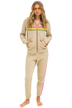 Load image into Gallery viewer, AVIATOR NATION 5 STRIPE HOODIE - SAND // PINK // GREEN
