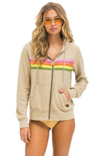 Load image into Gallery viewer, AVIATOR NATION 5 STRIPE HOODIE - SAND // PINK // GREEN
