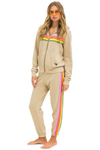 Load image into Gallery viewer, AVIATOR NATION 5 STRIPE HOODIE - SAND // PINK // GREEN
